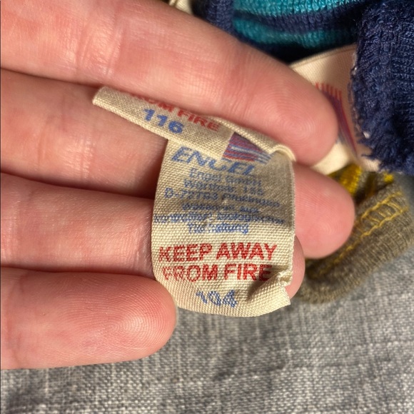 Kids Long Sleeve Wool Base Layers - Navy and Mustard Stripes - Picture 2 of 3